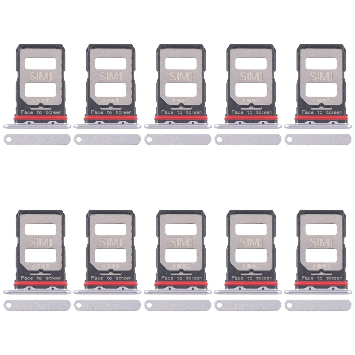 For Xiaomi Redmi K70 Pro 10pcs SIM Card Tray + SIM Card Tray (Silver)