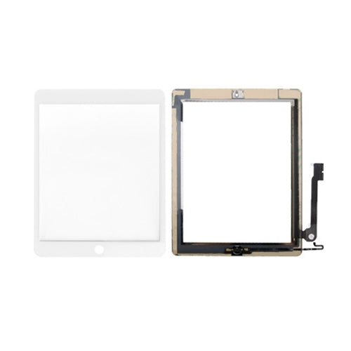 Controller Button + Home Key Button PCB Membrane Flex Cable + Touch Panel Installation Adhesive Touch Panel for iPad 4(White)