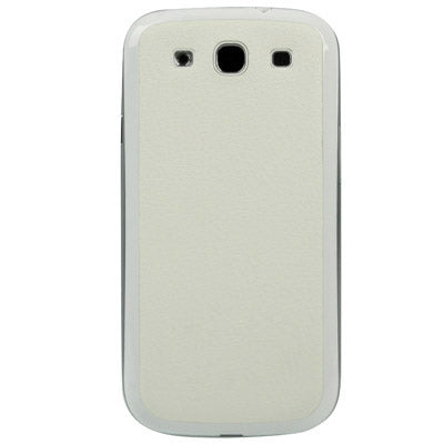 For Galaxy SIII / i9300 Litchi Texture Leather Skin Battery Cover with White Frame (White)