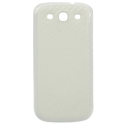 For Galaxy SIII / i9300 Carbon Fiber Skin Battery Cover with White Frame (White)