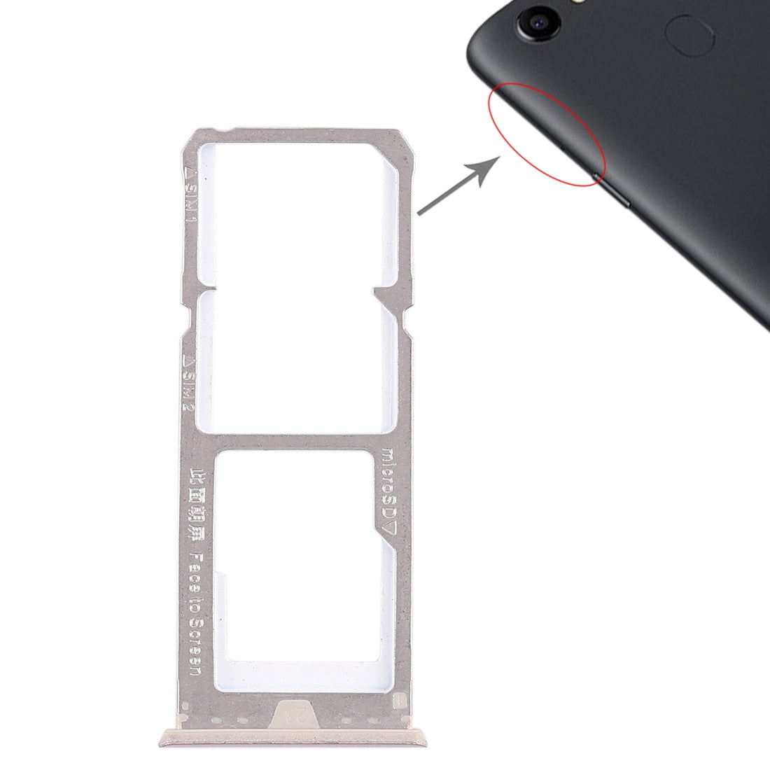 For OPPO A73 / F5 2 x SIM Card Tray + Micro SD Card Tray (Gold)