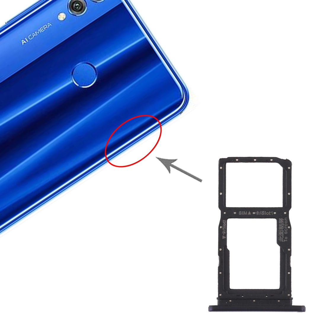 SIM Card Tray + SIM Card Tray / Micro SD Card Tray for Huawei Honor 9X Pro (Purple)