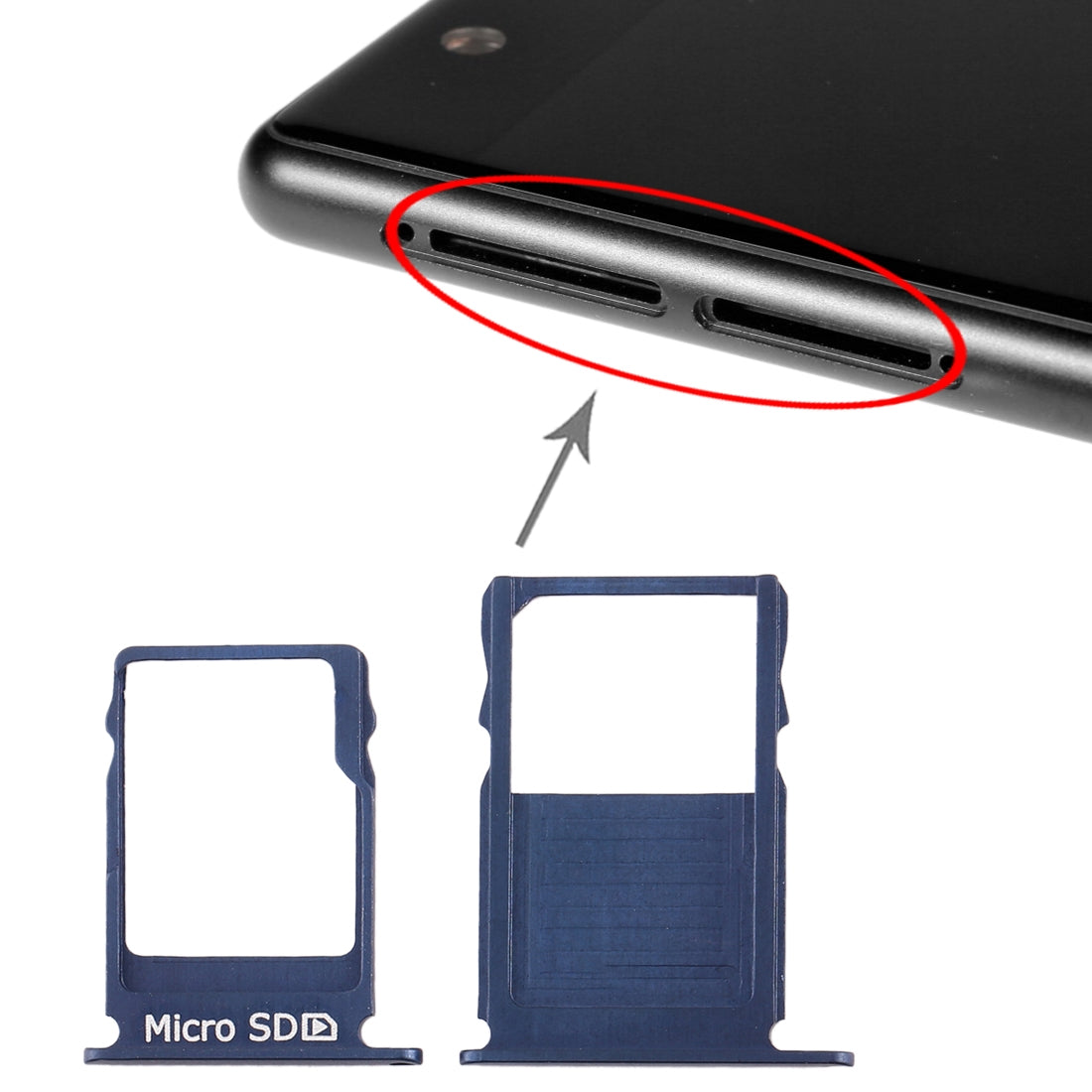 SIM Card Tray + Micro SD Card Tray for Nokia 3 TA-1020 TA-1028 TA-1032 TA-1038(Blue)