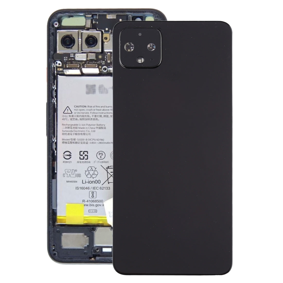 Battery Back Cover with Camera Lens Frame for Google Pixel 4XL(Black)