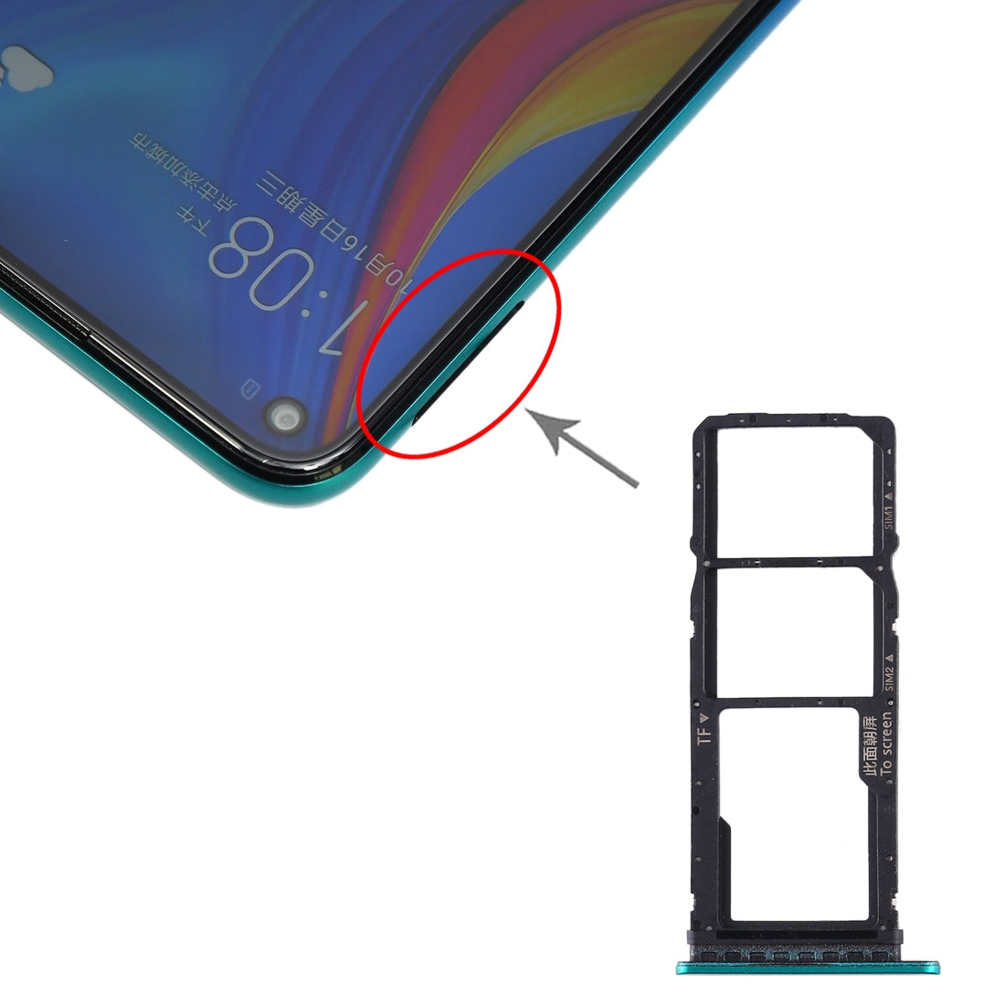 SIM Card Tray + SIM Card Tray + Micro SD Card Tray for Huawei Enjoy 10 / Honor Play 3 (Green)