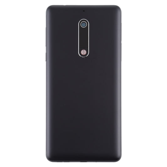 Battery Back Cover with Power & Volume Button Flex Cable & Camera Lens Cover for Nokia 5 TA-1024 TA-1027 TA-1044 TA-1053(Black)