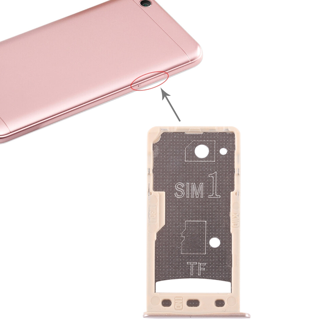 2 SIM Card Tray / Micro SD Card Tray for Xiaomi Redmi 5A(Gold)