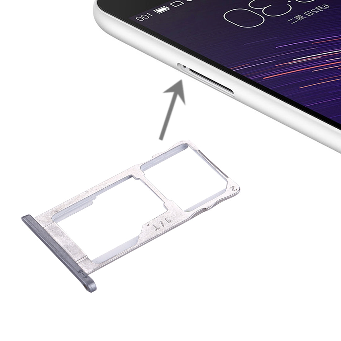 For Meizu Meilan Metal SIM + SIM / Micro SD Card Tray (Grey)