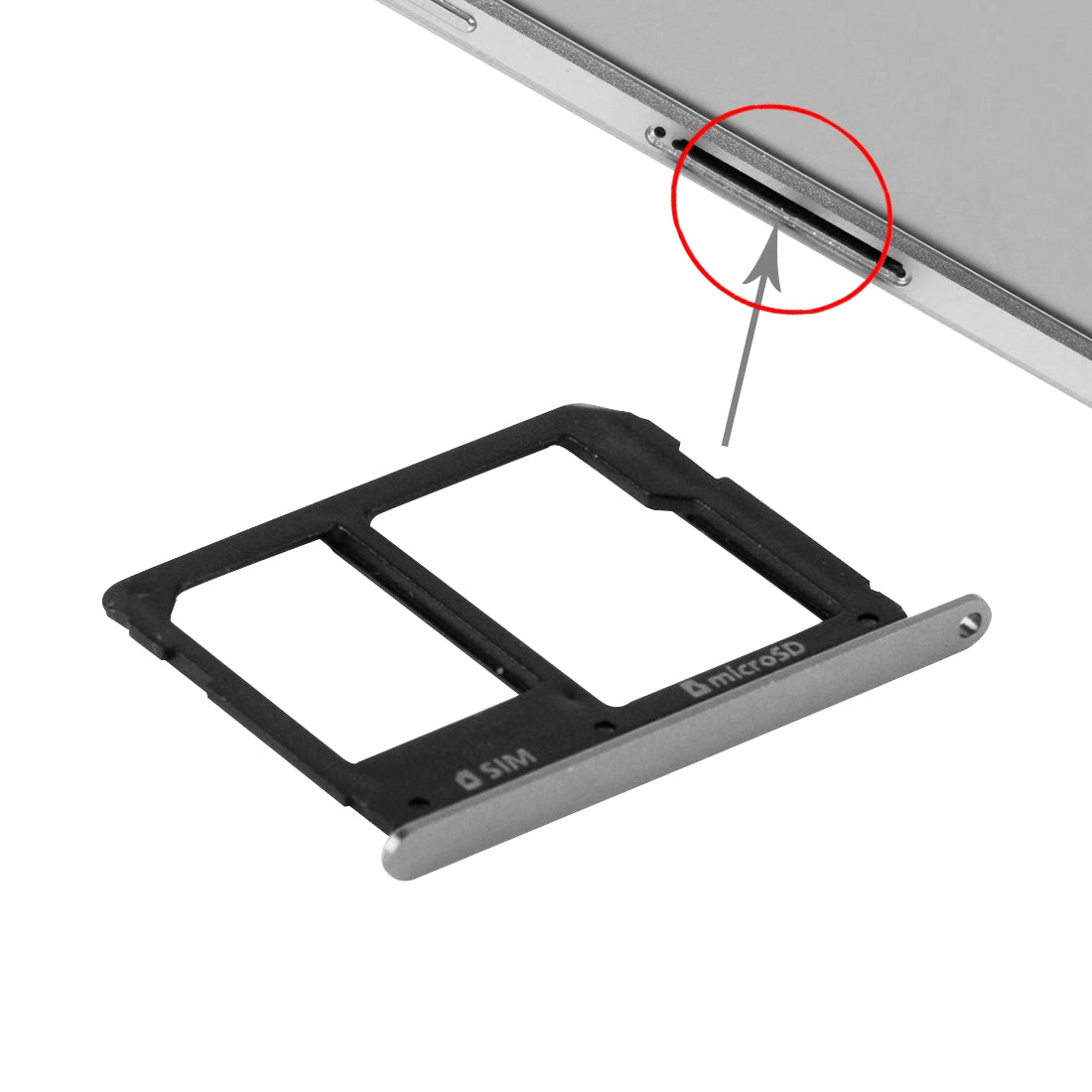 For Galaxy A9(2016) / A9000 SIM Card Tray and Micro SD Card Tray (Black)