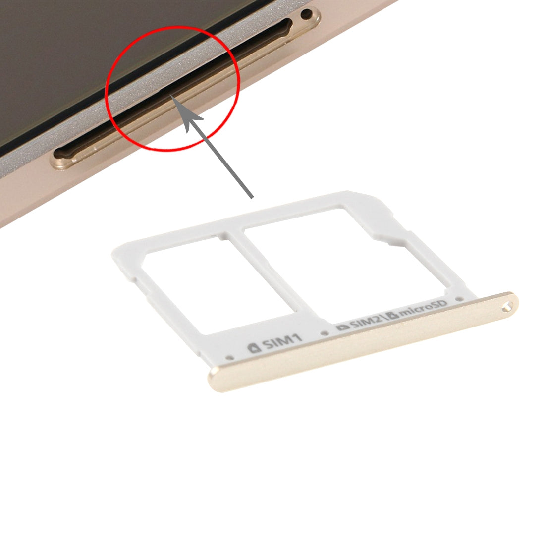 For A3(2016) / A3100 & A5(2016) / A5100 & A7(2016) / A7100 SIM Card Tray and Micro SD Card Tray (Gold)