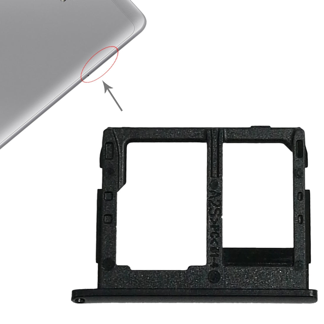 For Galaxy Tab A 8.0 / T380 / T385 SIM Card Tray + Micro SD Card Tray (Black)