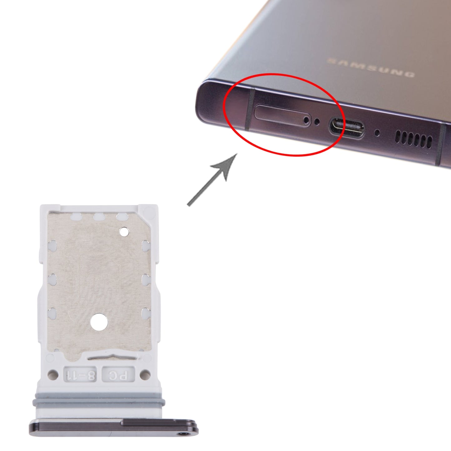 For Samsung Galaxy S23 Ultra SM-S918B Original SIM Card Tray + SIM Card Tray(Purple)
