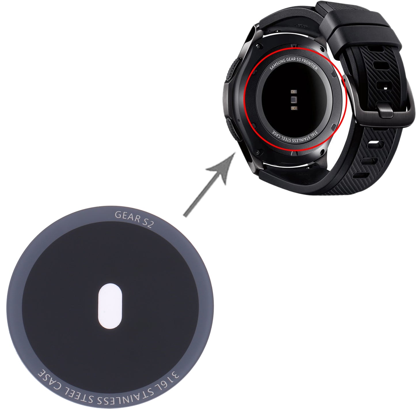 For Samsung Galaxy Gear S3 classic SM-R732/R735 Original Heart-rate Sensor Glass Lens Cover