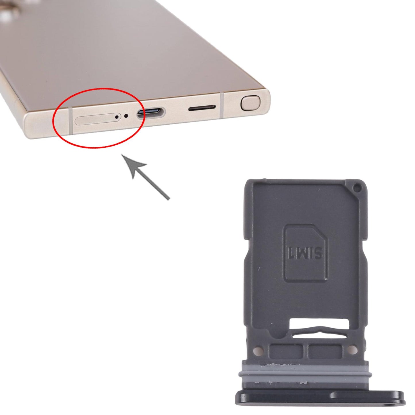 For Samsung Galaxy S24 Ultra 5G Original SIM Card Tray (Black)