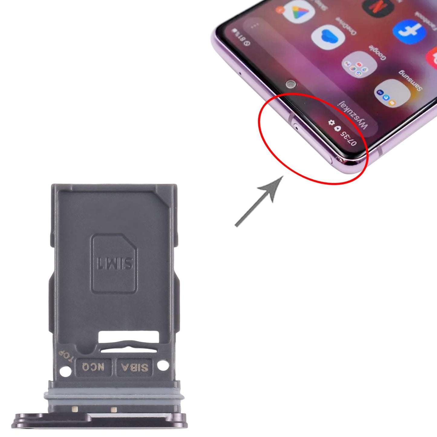 For Samsung Galaxy S24 SM-S921U Original SIM Card Tray (Grey)