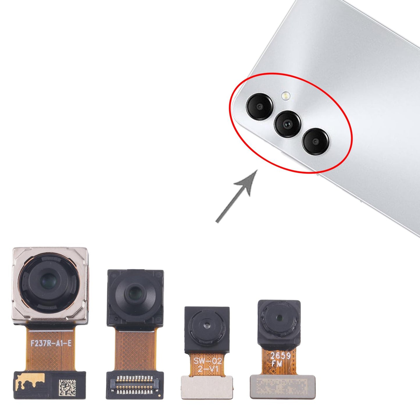 For Samsung Galaxy A05s SM-A057F Original Camera Set (Depth + Macro + Back Camera + Front Camera)