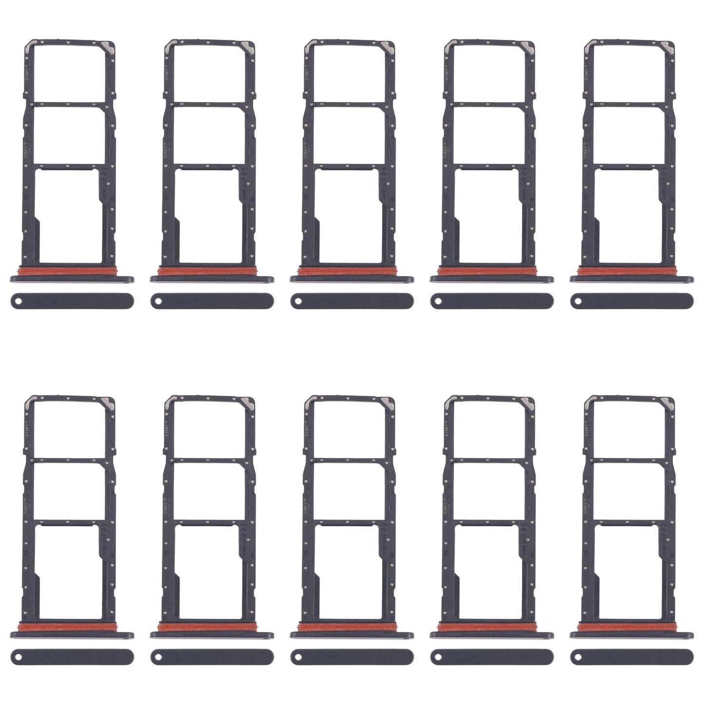 For Samsung Galaxy A07 4G SM-A075F Original 10pcs SIM Card Tray + SIM Card Tray + Micro SD Card Tray (Black)