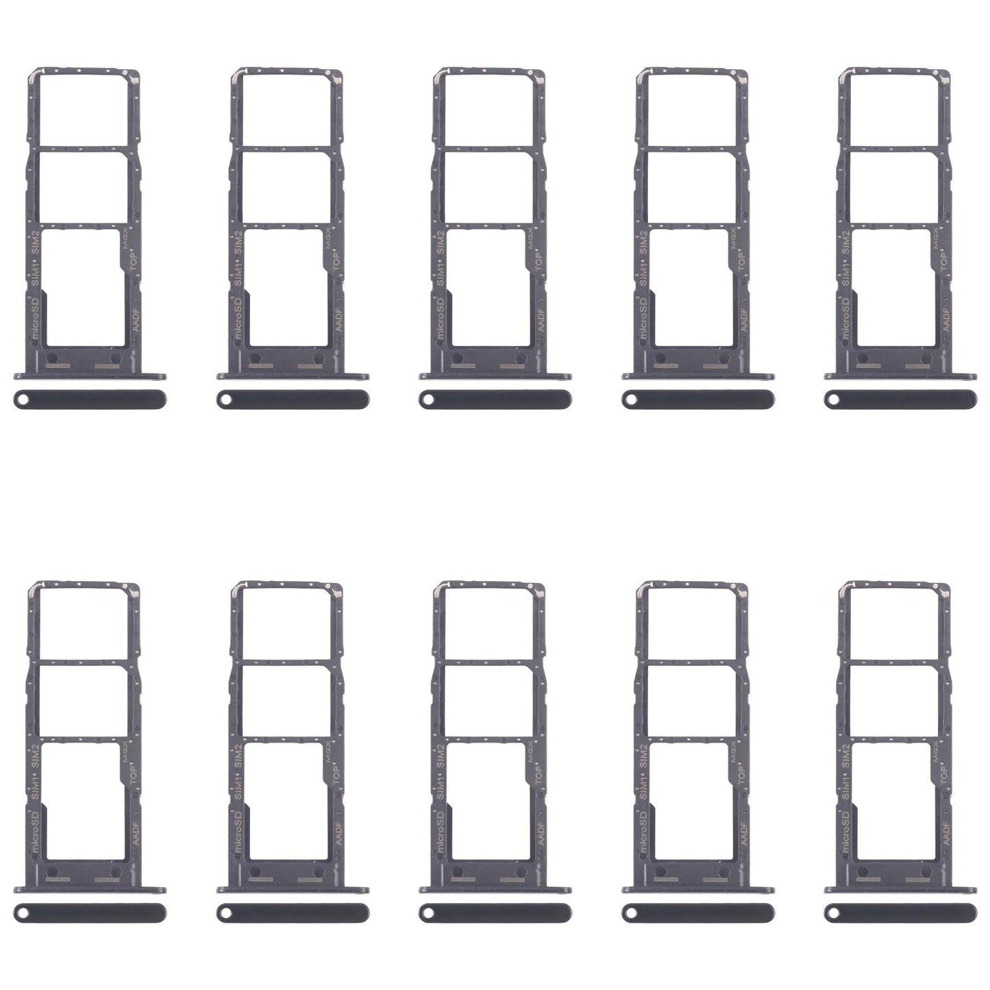 For Samsung Galaxy A14 5G SM-A146B 10pcs Original SIM Card Tray + SIM Card Tray + Micro SD Card Tray (Black)