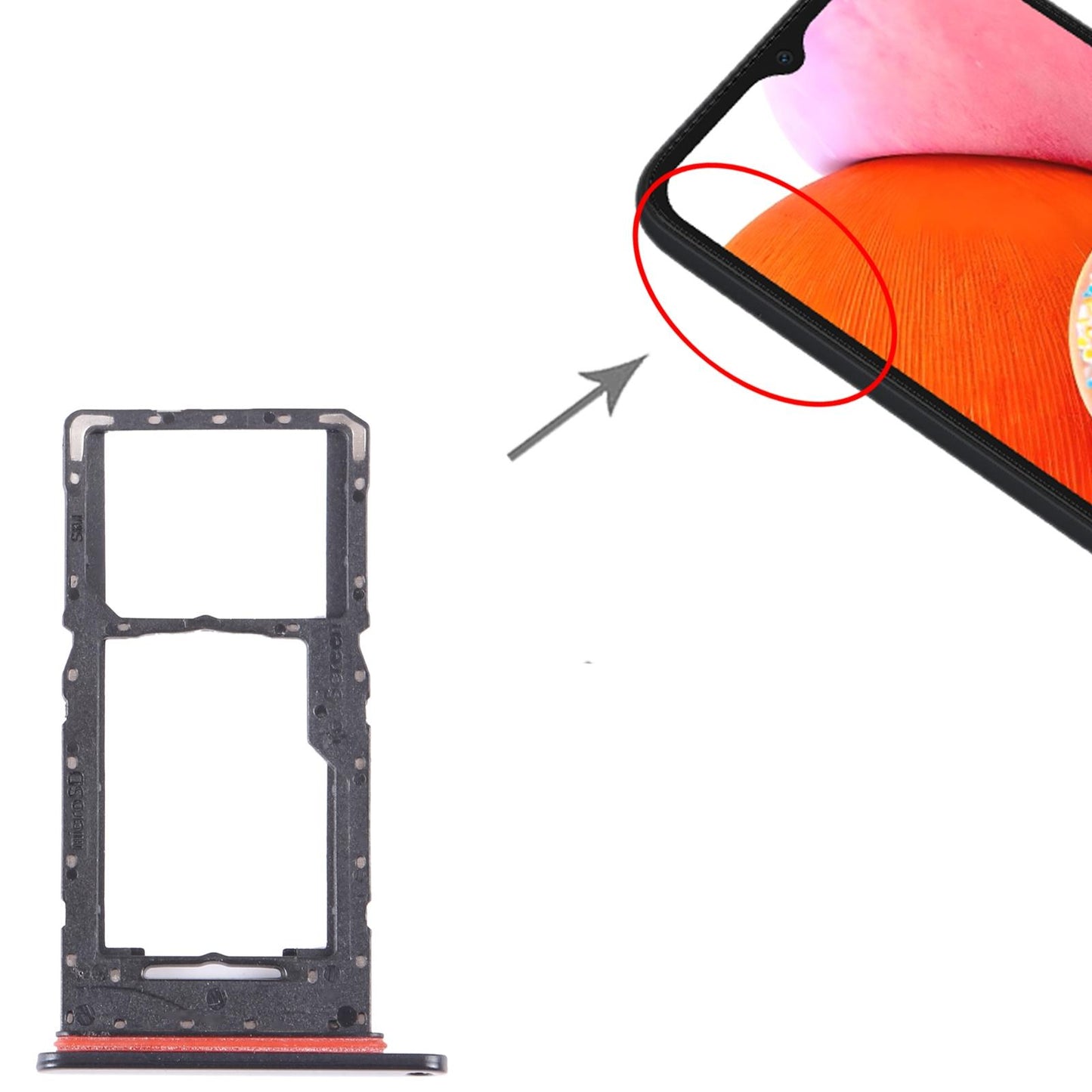 For Samsung Galaxy A14 5G SM-A146U Original SIM Card Tray + Micro SD Card Tray (Black)