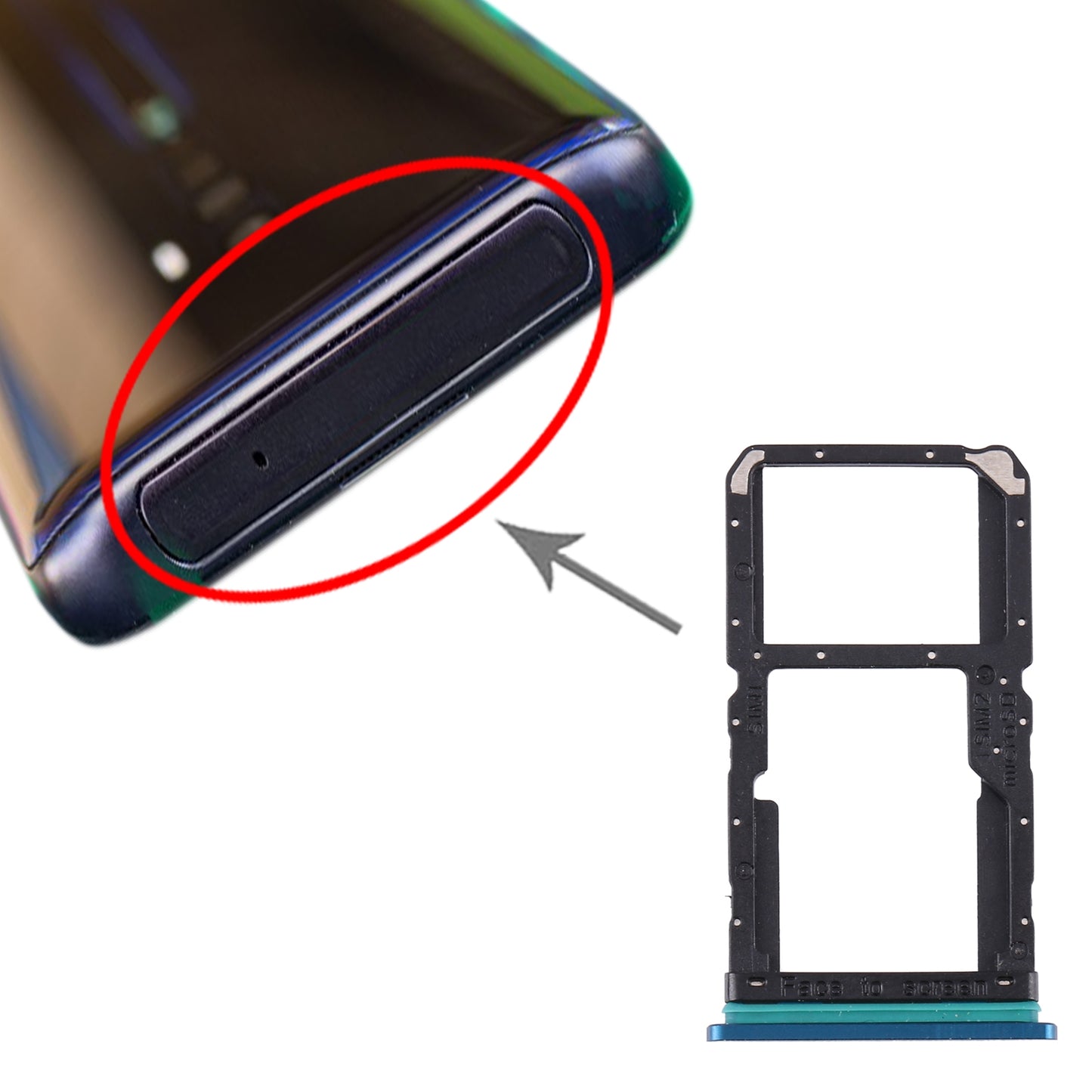 For OPPO Reno2 PCKM70 PCKT00 PCKM00 CPH1907 SIM Card Tray + SIM Card Tray / Micro SD Card Tray (Green)