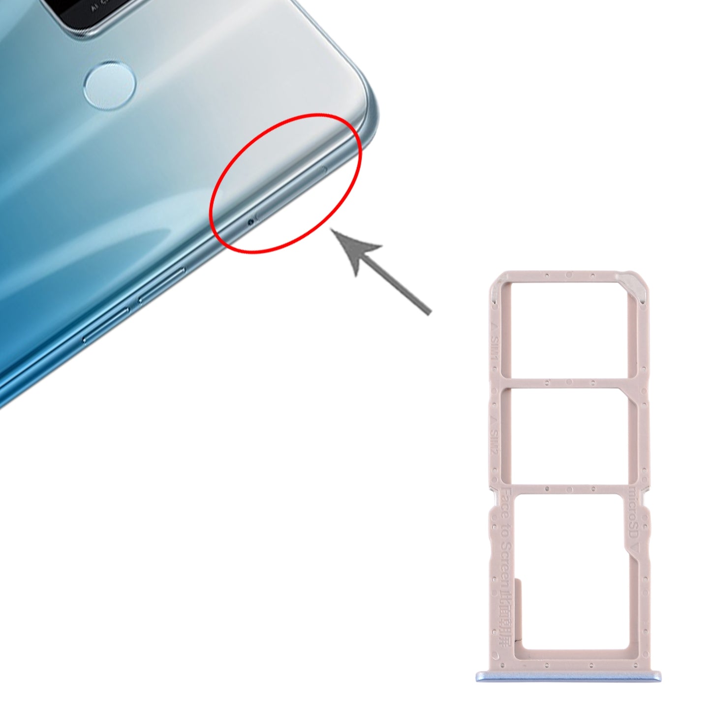 For OPPO A32 / A53 4G / A33 2020 / A53s / A11s PDVM00 SIM Card Tray + SIM Card Tray + Micro SD Card Tray(Blue)