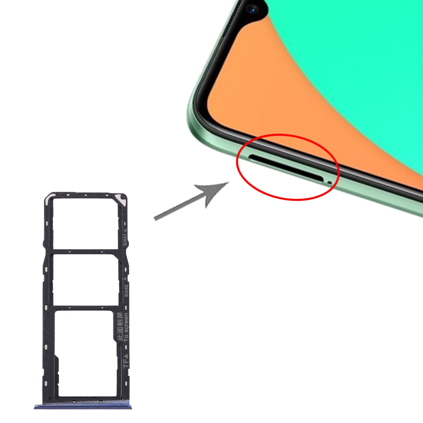 For OPPO Realme C11 RMX2185 SIM Card Tray + SIM Card Tray + Micro SD Card Tray (Blue)