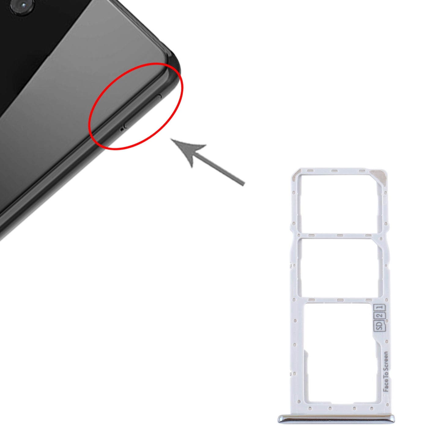 SIM Card Tray + SIM Card Tray + Micro SD Card Tray for Motorola One (P30 Play) XT1941(Silver)