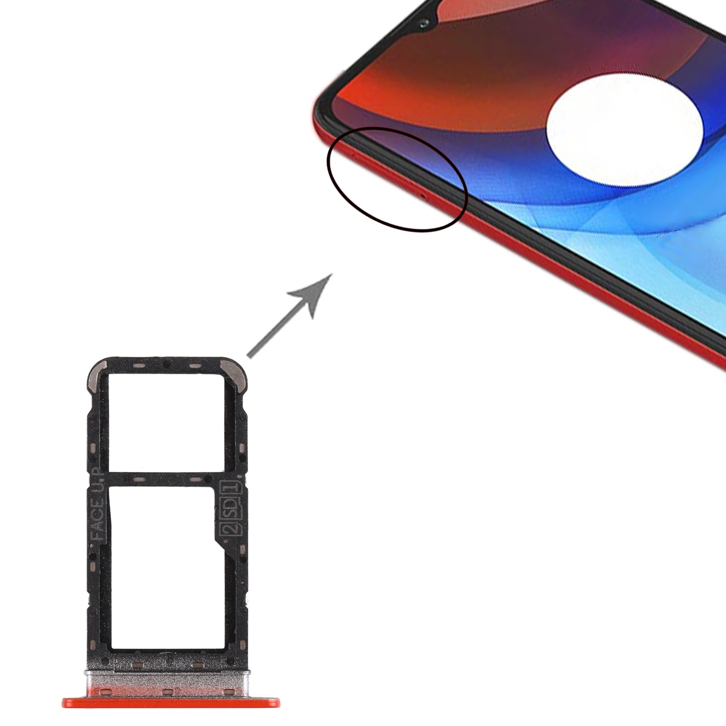SIM Card Tray + SIM Card Tray / Micro SD Card Tray for Motorola Moto E7 Power PAMH0001IN PAMH0010IN PAMH0019IN (Red)