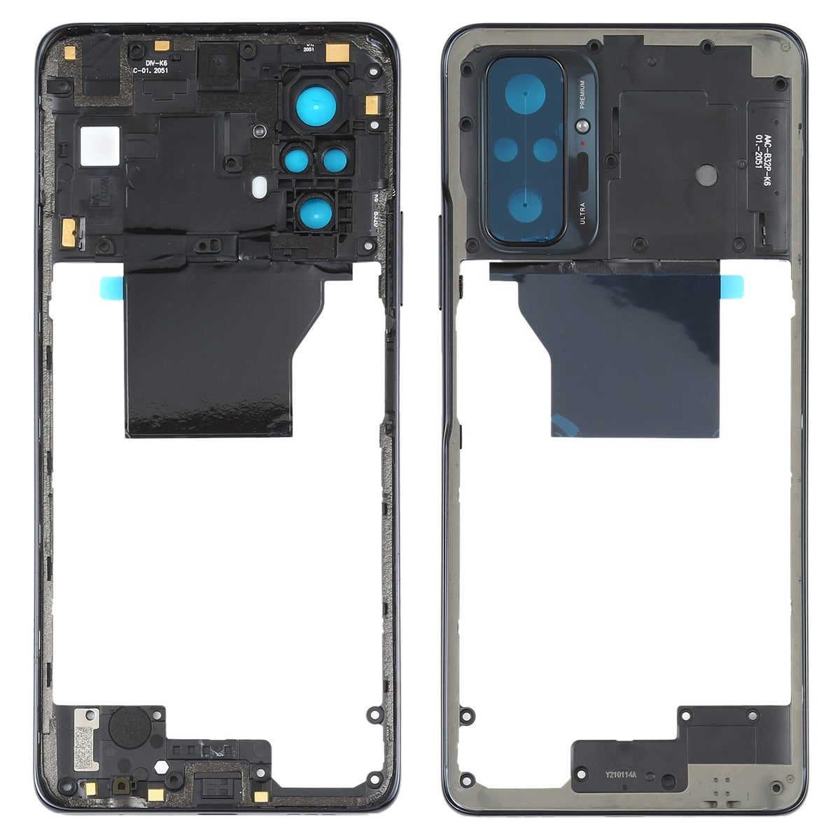 Original Middle Frame Bezel Plate for Xiaomi Redmi Note 10 Pro Max / Redmi Note 10 Pro / Redmi Note 10 Pro (India) M2101K6P M2101K6G M2101K6I(Black)