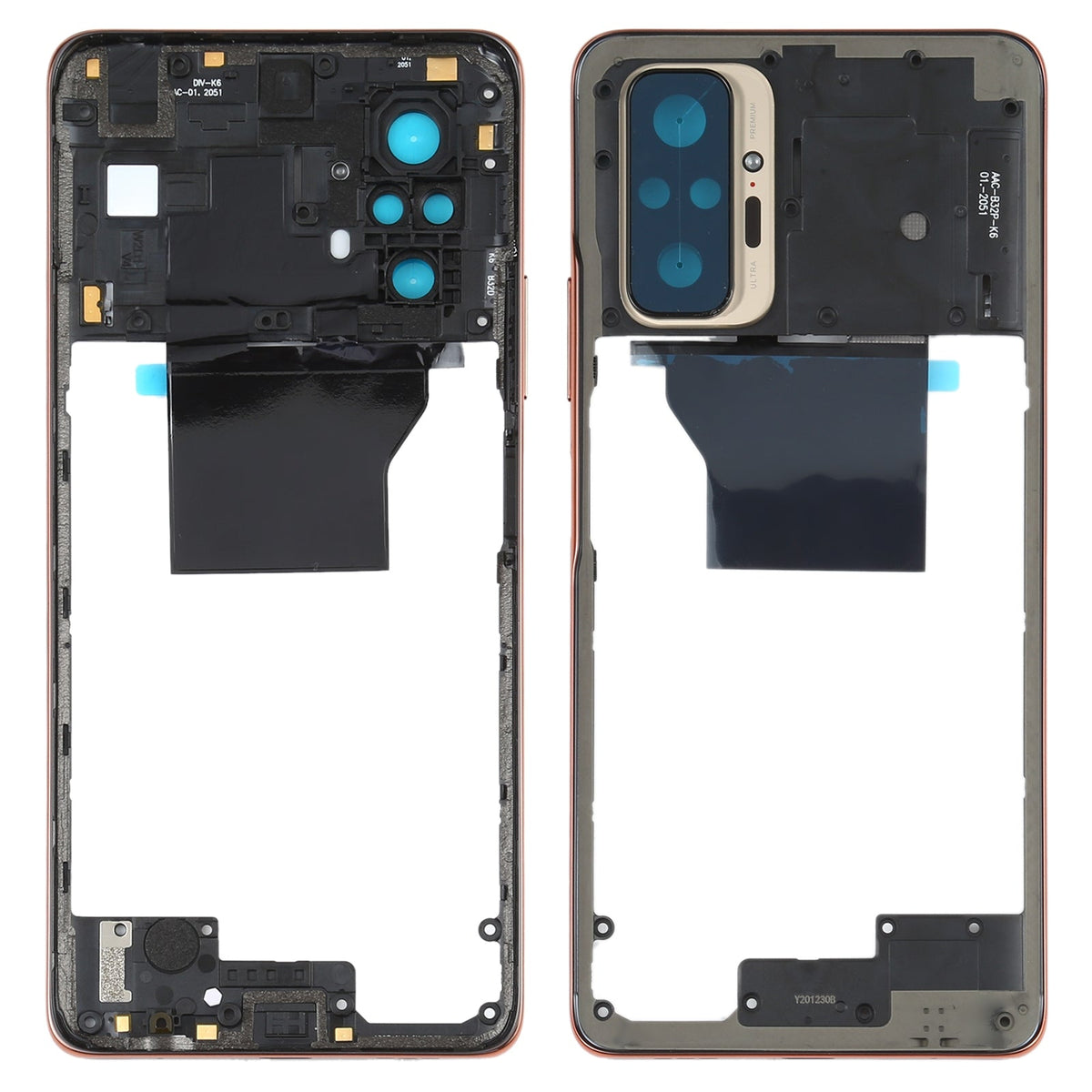 Original Middle Frame Bezel Plate for Xiaomi Redmi Note 10 Pro Max / Redmi Note 10 Pro / Redmi Note 10 Pro (India) M2101K6P M2101K6G M2101K6I(Gold)