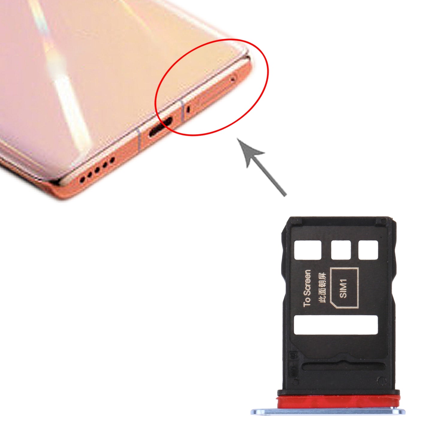 SIM Card Tray + SIM Card Tray for Honor V40 5G(Space Silver)