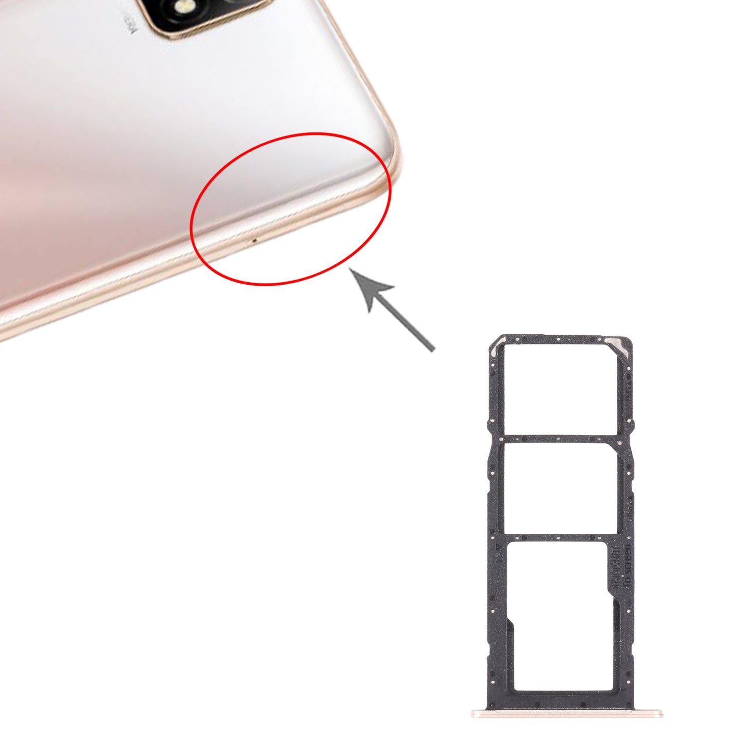 SIM Card Tray + SIM Card Tray + Micro SD Card Tray for Huawei Enjoy 20 SE 4G(Gold)