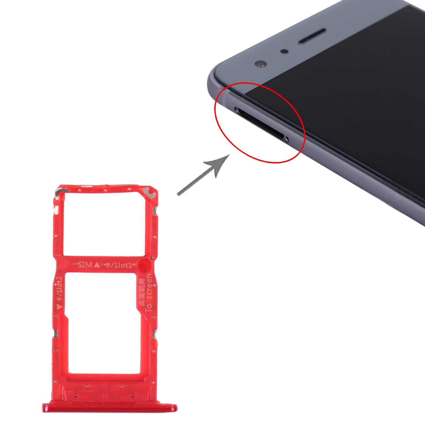 SIM Card Tray + SIM Card Tray / Micro SD Card Tray for Honor 9S (Red)