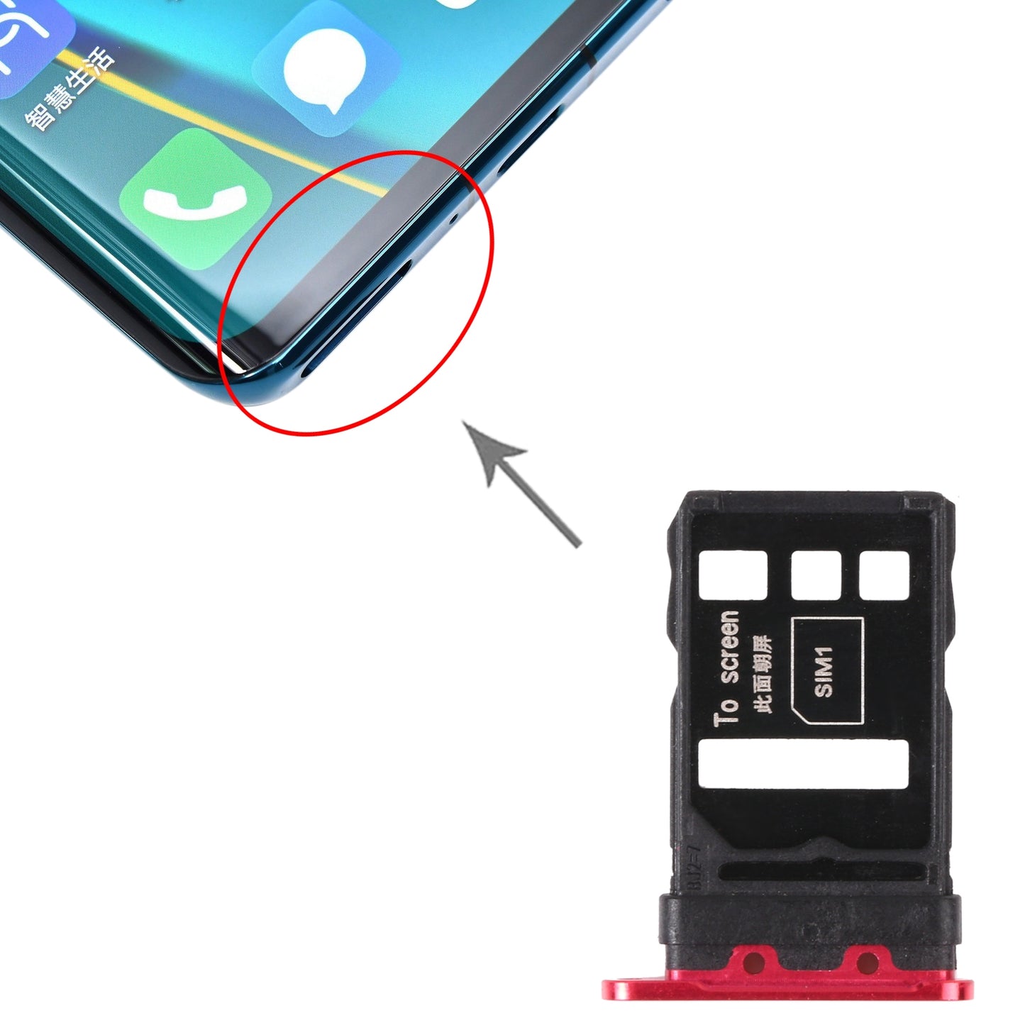 SIM Card Tray + SIM Card Tray for Huawei Nova 7 Pro 5G (Red)