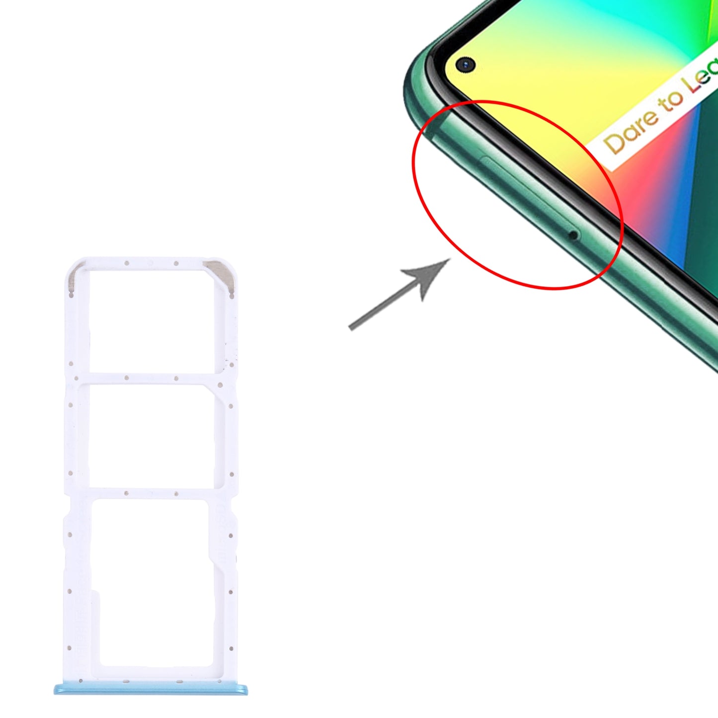 For OPPO Realme 7i RMX2103 SIM Card Tray + SIM Card Tray + Micro SD Card Tray (Blue)