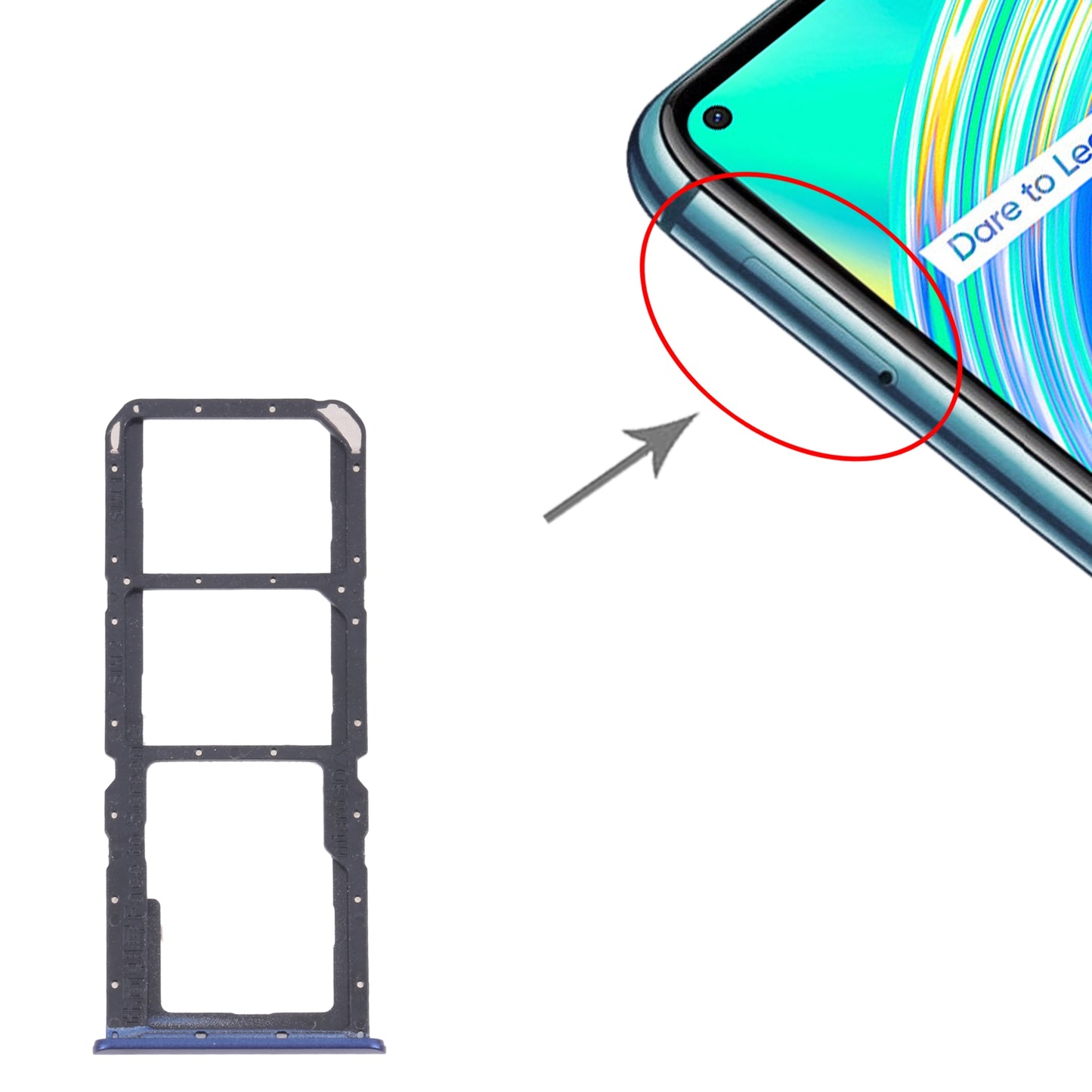 For OPPO Realme C17 RMX2101 SIM Card Tray + SIM Card Tray + Micro SD Card Tray (Blue)