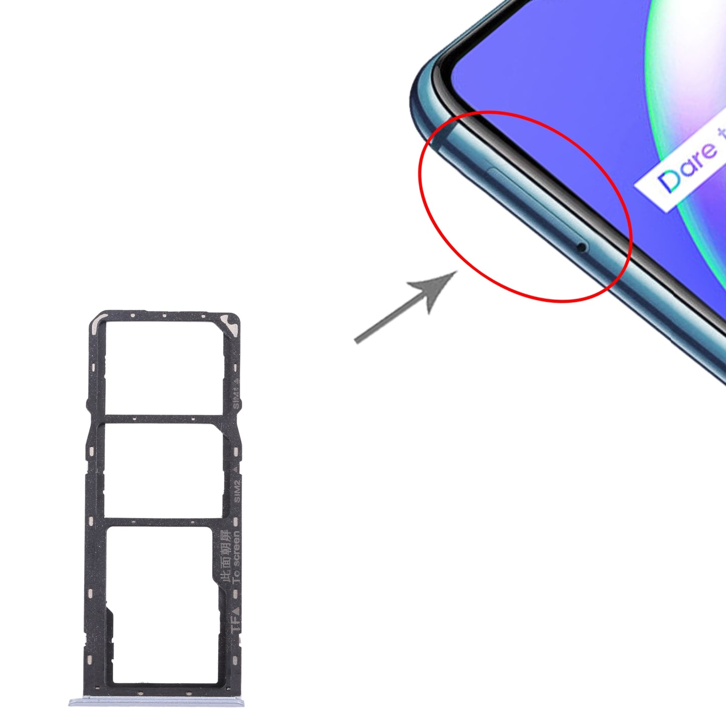 For OPPO Realme C12 RMX2189 SIM Card Tray + SIM Card Tray + Micro SD Card Tray (Silver)