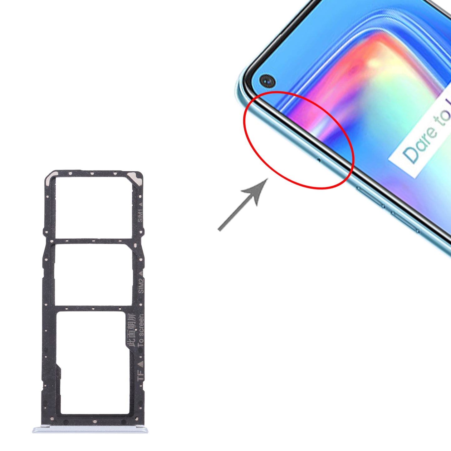 For OPPO Realme 7 (Asia) RMX2151, RMX2163 SIM Card Tray + SIM Card Tray + Micro SD Card Tray (White)