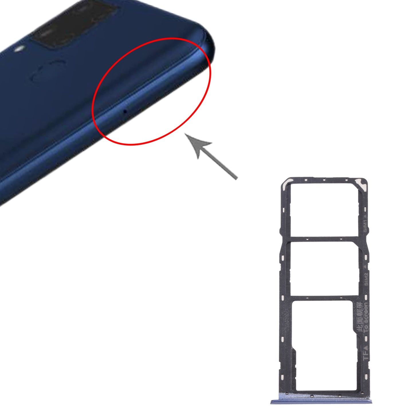 For OPPO Realme C15 RMX2180 SIM Card Tray + SIM Card Tray + Micro SD Card Tray (Blue)