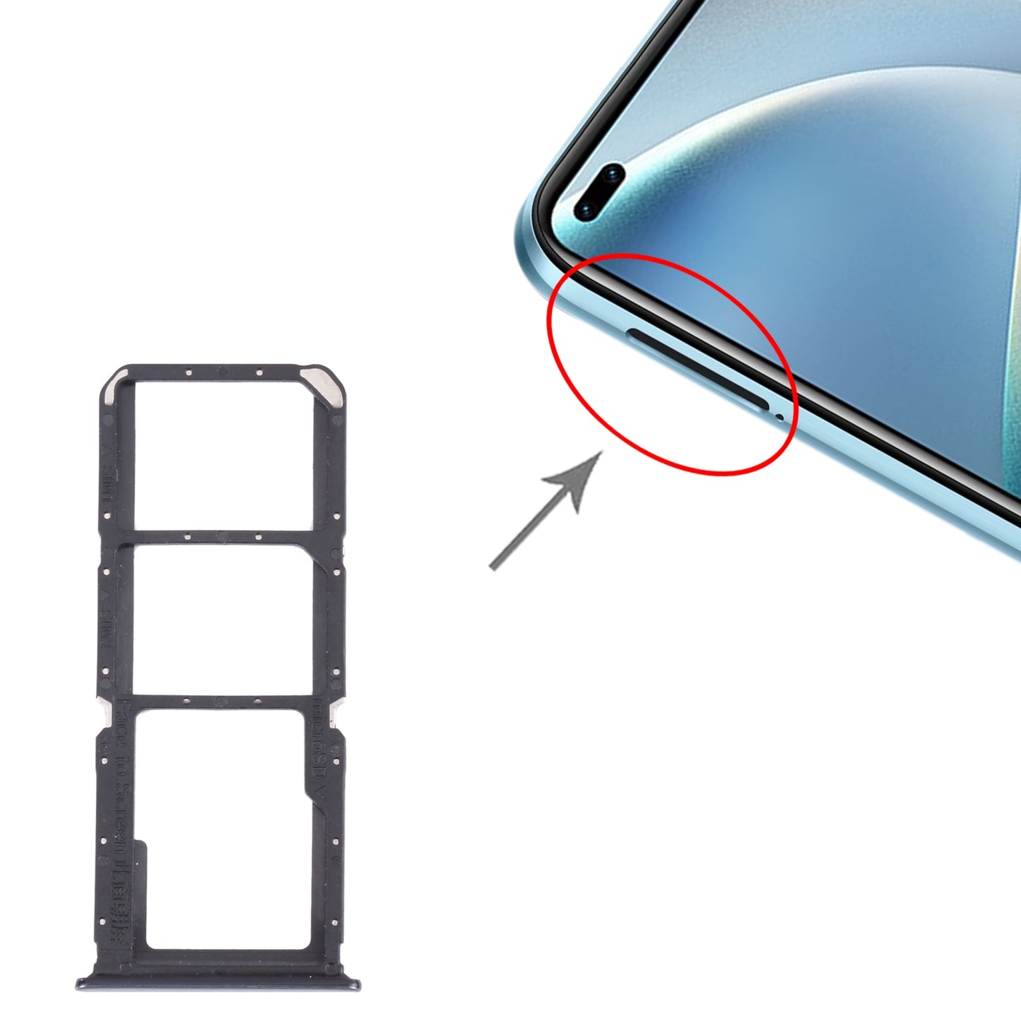 For OPPO A74 5G / A54 5G / A93 PCGM00, PEHM00 SIM Card Tray + SIM Card Tray + Micro SD Card Tray(Black)