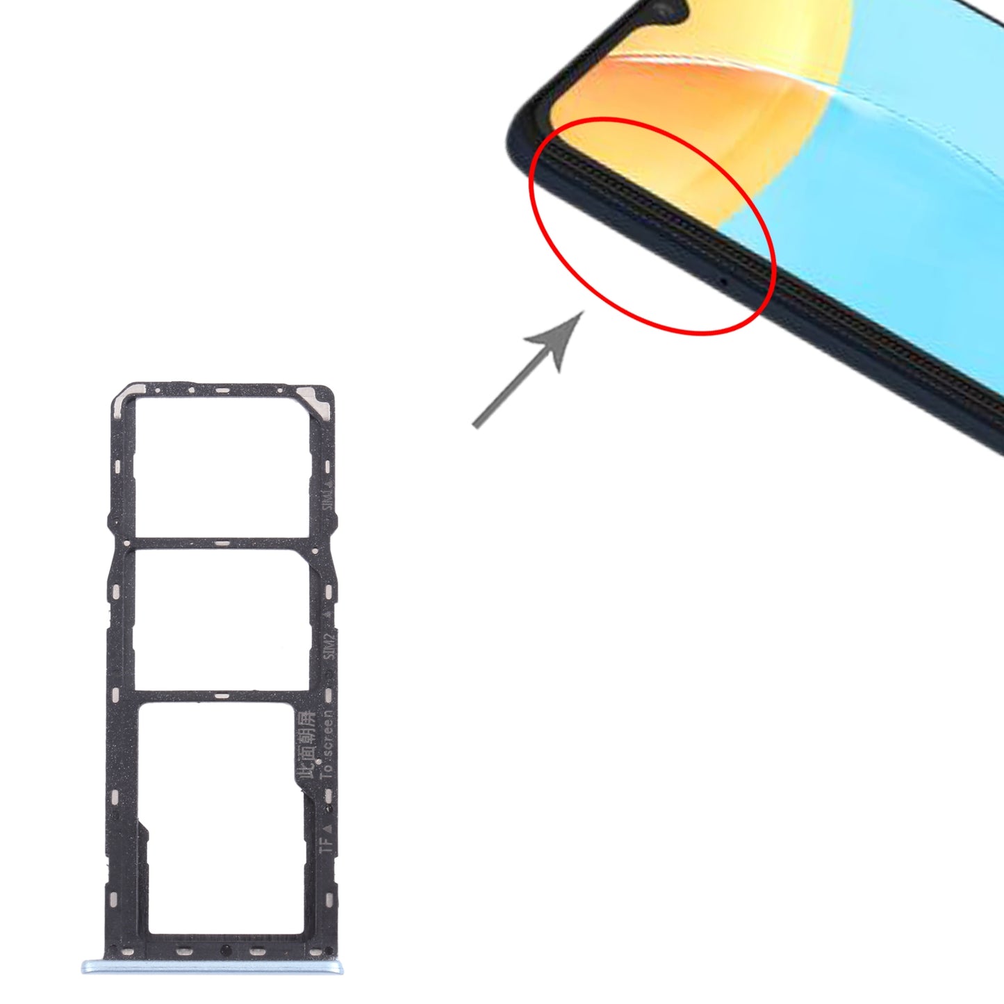 For OPPO A15 CPH2185 SIM Card Tray + SIM Card Tray + Micro SD Card Tray (Blue)