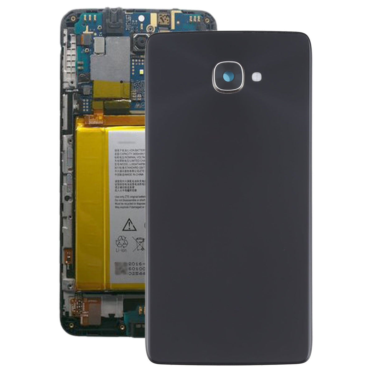 For Alcatel One Touch Idol 4s OT6070 6070K 6070Y 6070 Glass Battery Back Cover (Black)