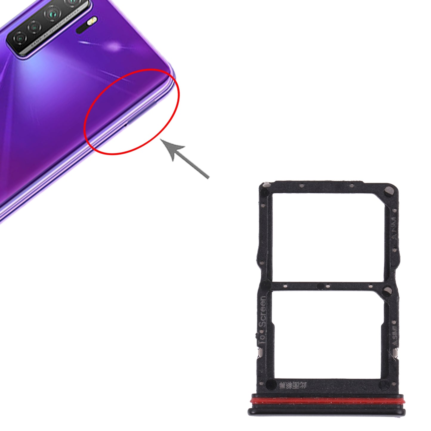 SIM Card Tray + NM Card Tray for Huawei nova 7 SE 5G Youth (Black)