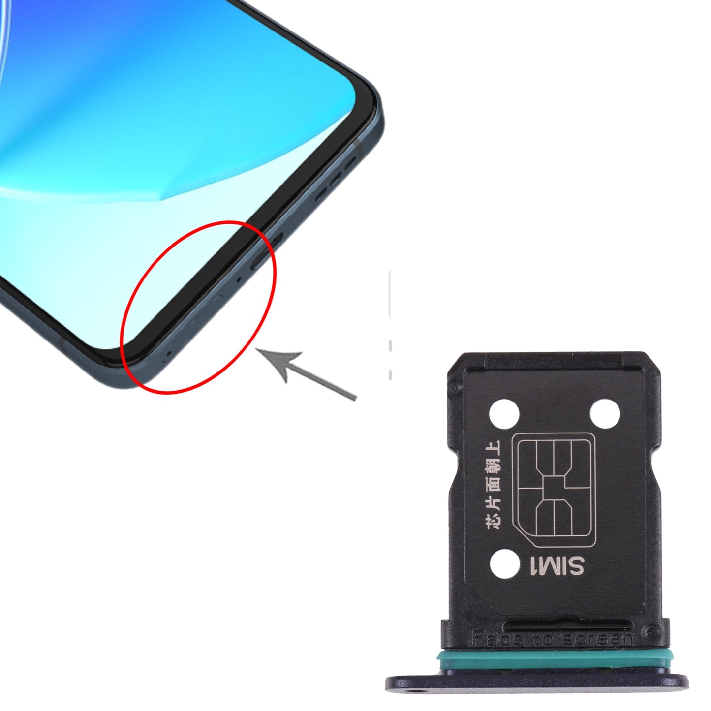 For OPPO Reno6 Z CPH2237 SIM Card Tray + SIM Card Tray (Black)
