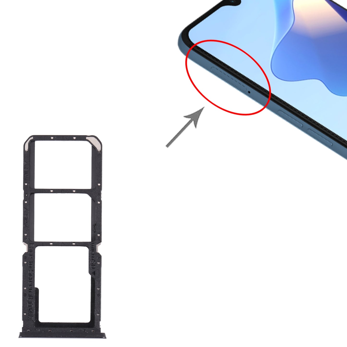 For OPPO A16 / A16S CPH2269 CPH2271 SIM Card Tray + SIM Card Tray + Micro SD Card Tray (Black)