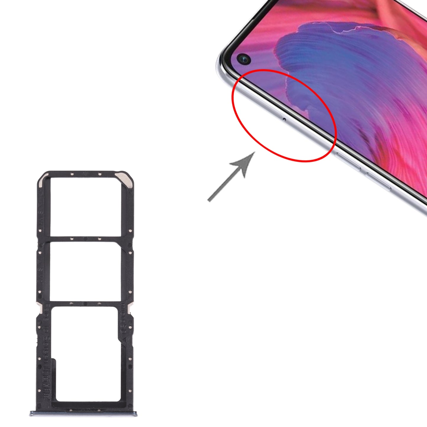 For OPPO A74 5G CPH2197 CPH2263 SIM Card Tray + SIM Card Tray + Micro SD Card Tray (Silver)