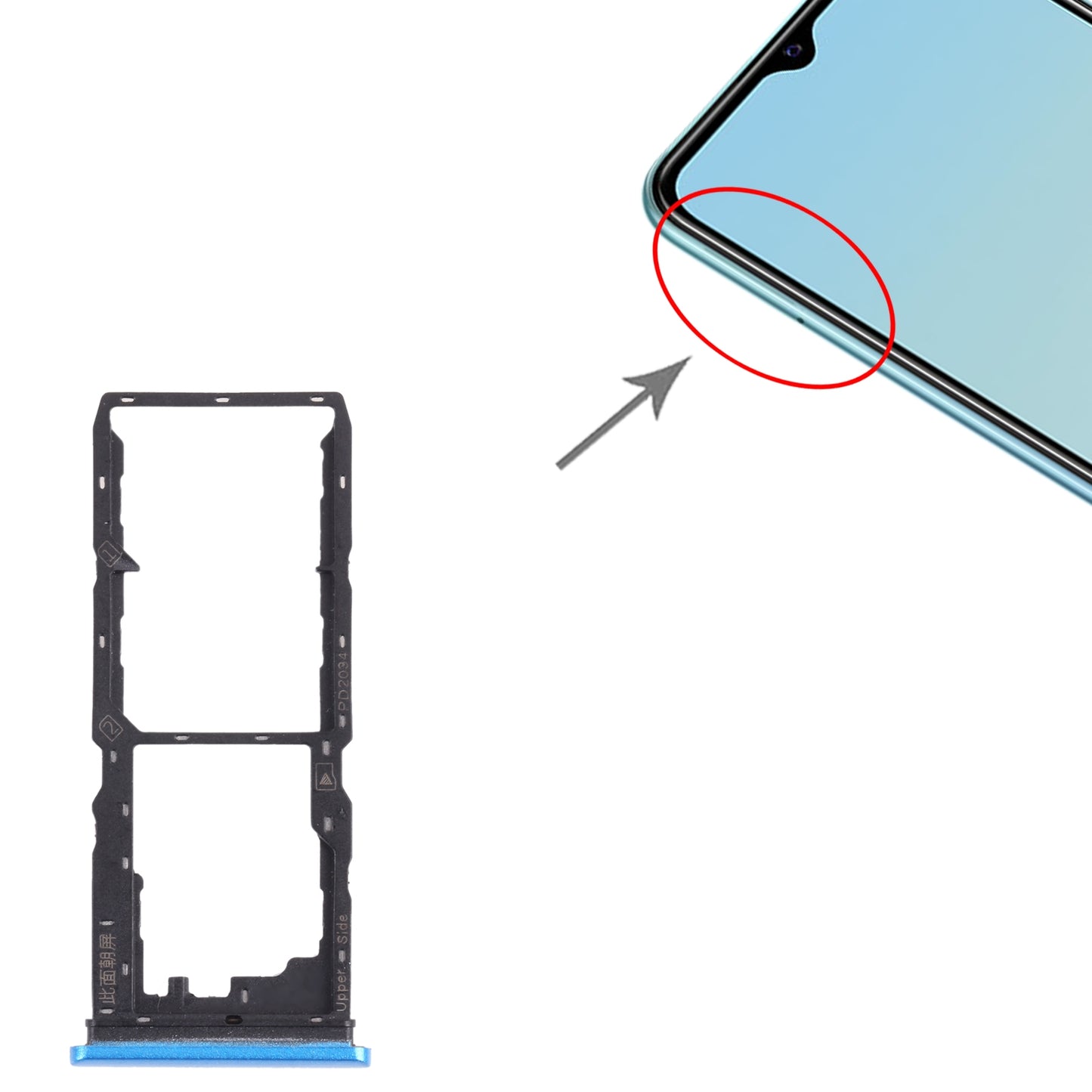 For vivo Y20a / Y20 2021 SIM Card Tray + SIM Card Tray + Micro SD Card Tray (Blue)