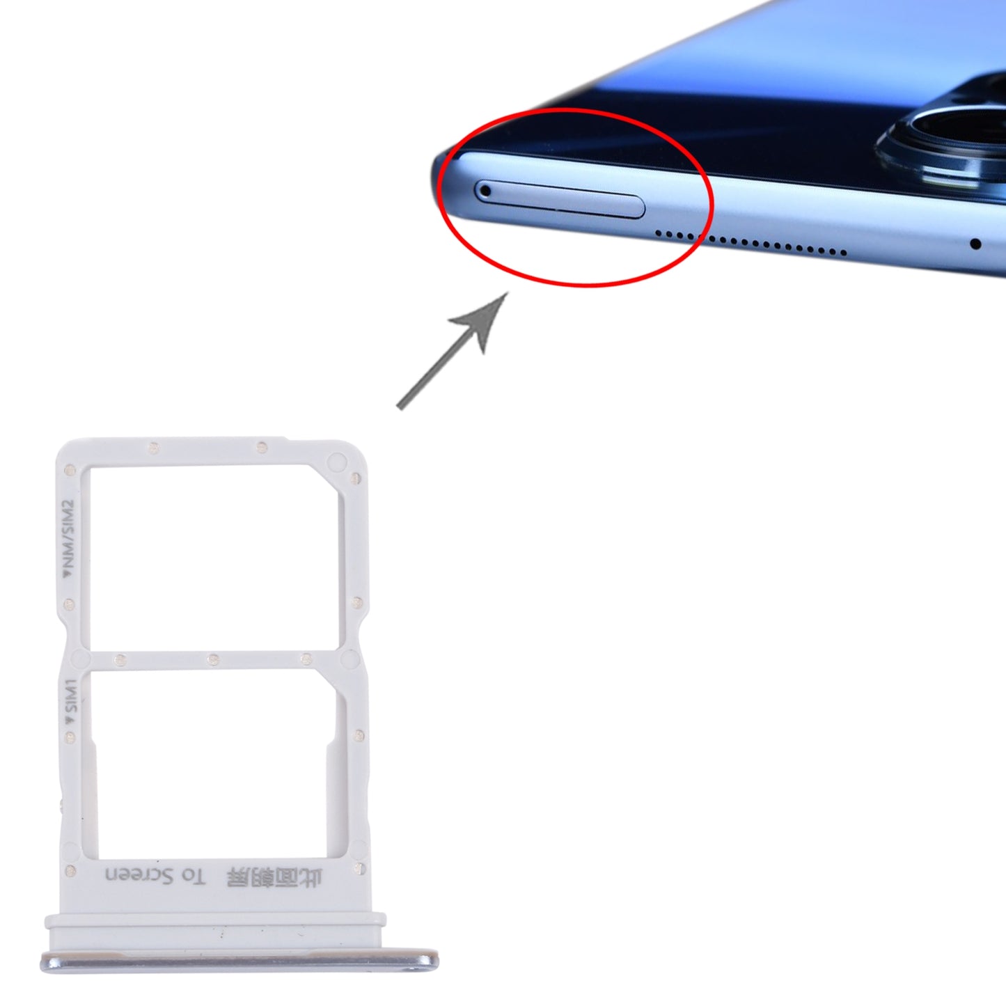SIM Card Tray + SIM Card Tray for Huawei Nova 9 SE (Silver)