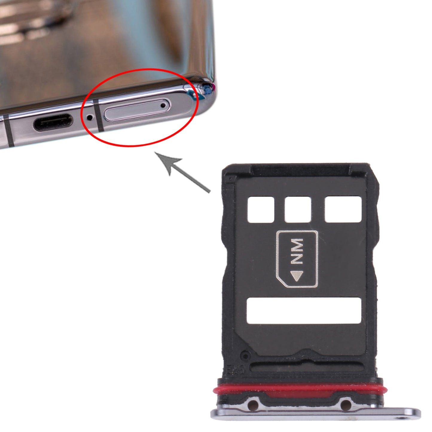 SIM Card Tray + NM Card Tray for Huawei P50 Pro+ (Black)