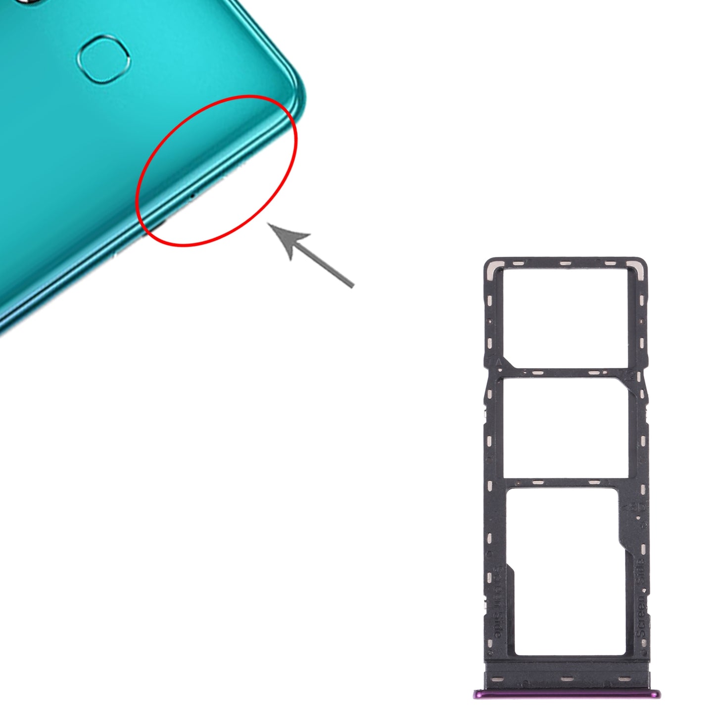 For Infinix Hot 8 Lite/Hot 8 SIM Card Tray + SIM Card Tray + Micro SD Card Tray (Purple)
